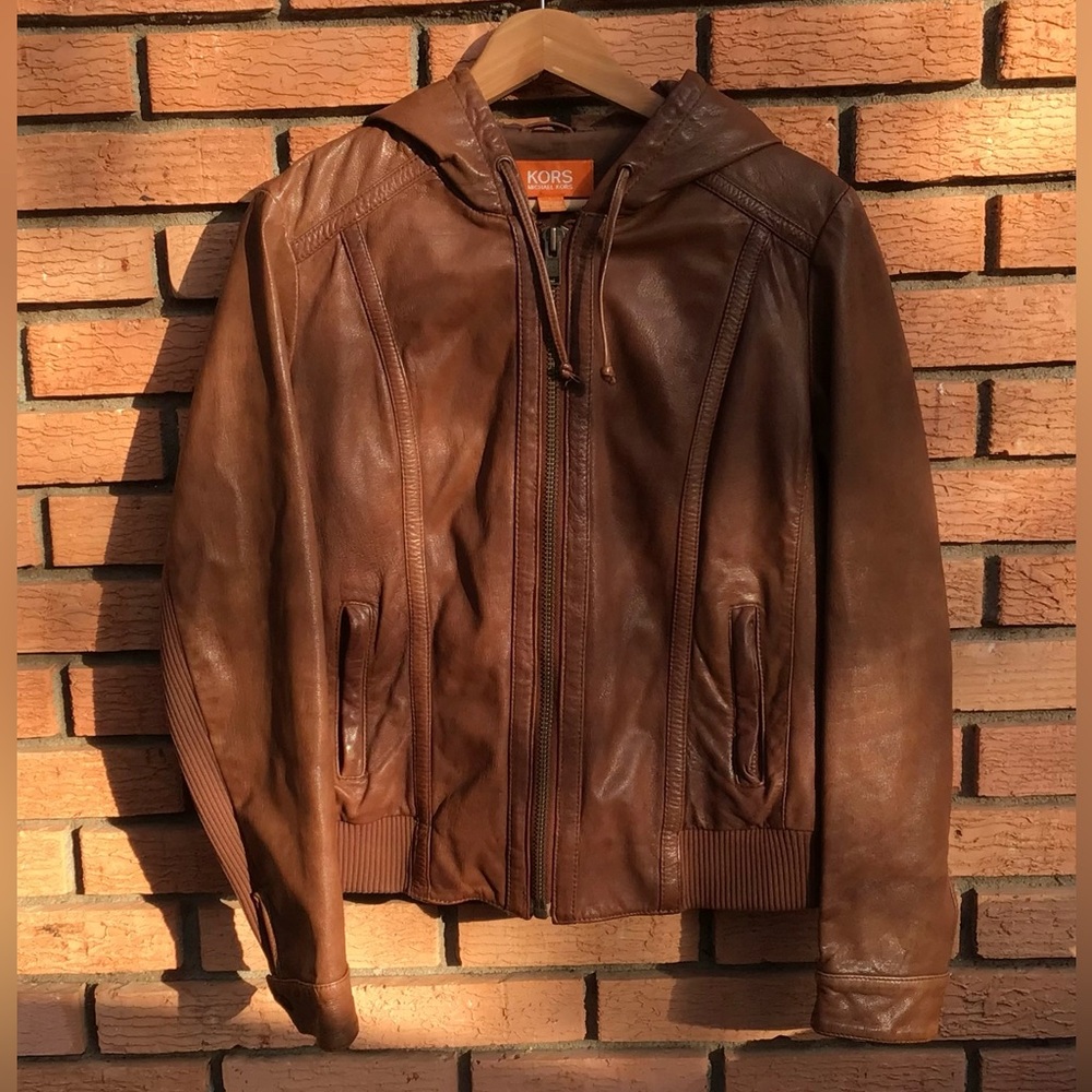Vintage Michael Kors Faux Leather Bomber Jacket
